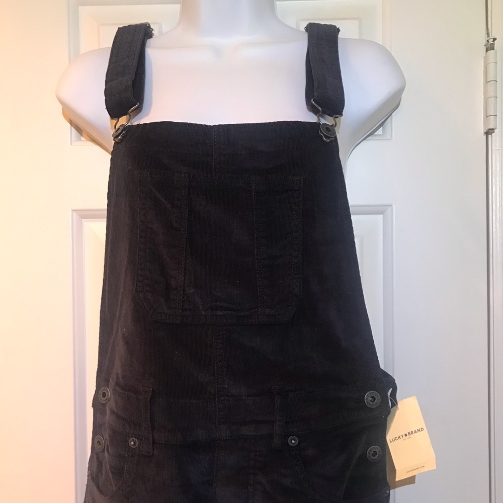 Lucky Brand- Black Corduroy Boot Cut Overalls